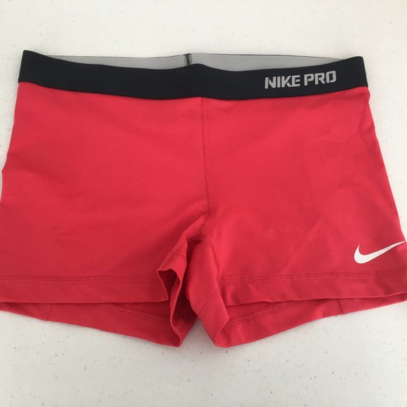 red nike pro compression shorts